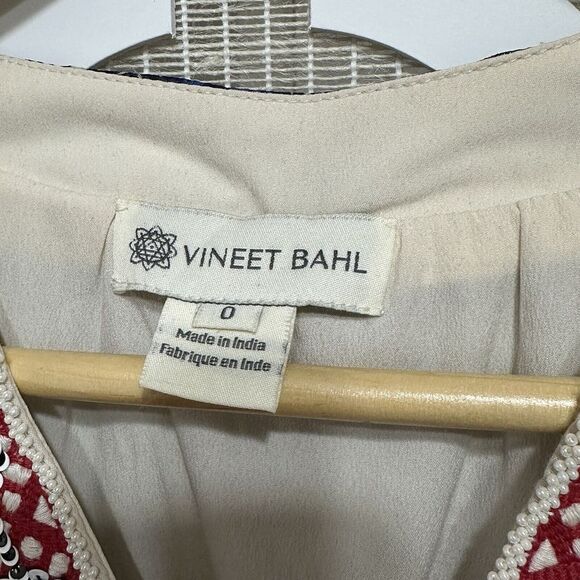 Anthropologie Vineet Bahl Block Print Maxi Dress Women‎ 0 Blue Boho Beaded Fairy - Picture 12 of 12